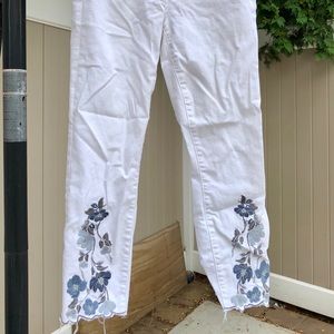 White and Blue Embroidered Guess Jeans